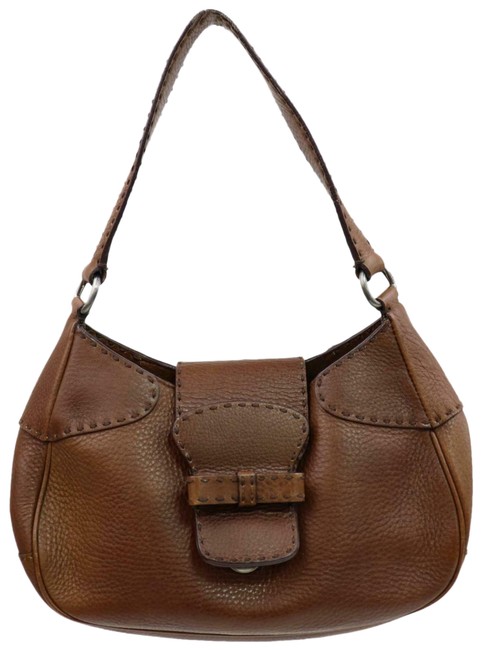 Prada Brown Leather Shc7 10095 Shoulder Bag