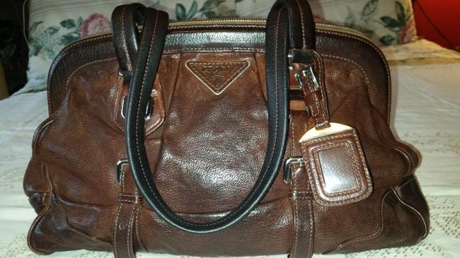 Prada Brown Mahogany Leather Shoulder Bag