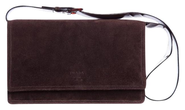 Prada Brown Single Flap Chocolate Suede Shoulder Bag