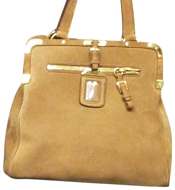 Prada Brown Tan Suede Leather Shoulder Bag