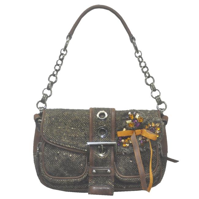 Prada Brown Tweed Shoulder Bag