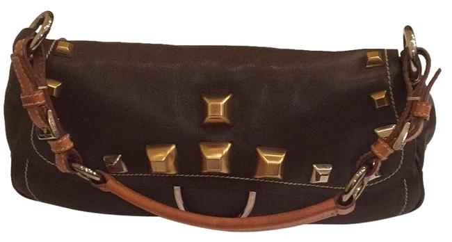 Prada Brown with Tan Handle Leather Shoulder Bag