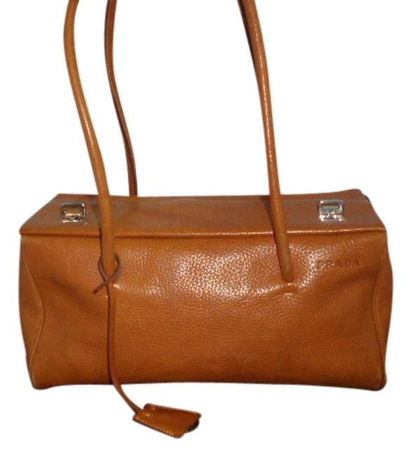 Prada BrownTan Leather and Camel Shoulder Bag