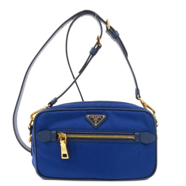 Prada Bt0773 Logo Ladies Blue Nylon Shoulder Bag