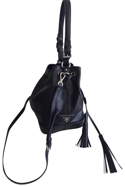 Prada Bucket Black Kidskin Leather Shoulder Bag