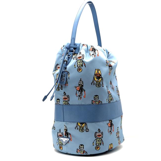 Prada Bucket Blue Nylon Shoulder Bag
