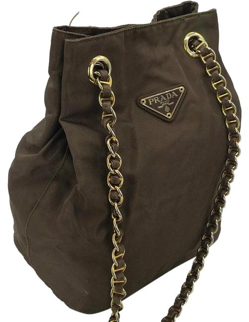 Prada Bucket Brown Nylon Shoulder Bag