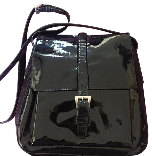 Prada Buckle Closure Black Patent Leather Shoulder Bag