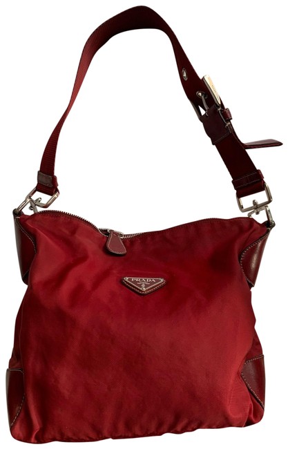 Prada Burgundy Nylon Shoulder Bag