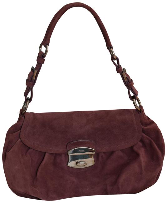 Prada Burgundy  Sandalo Suede Leather Shoulder Bag