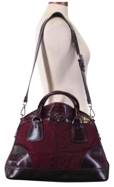 Prada Burgundy Vitello Bowler Shoulder Bag