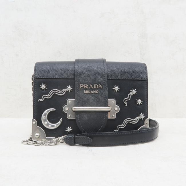 Prada Cahier Black Calfskin Leather Shoulder Bag