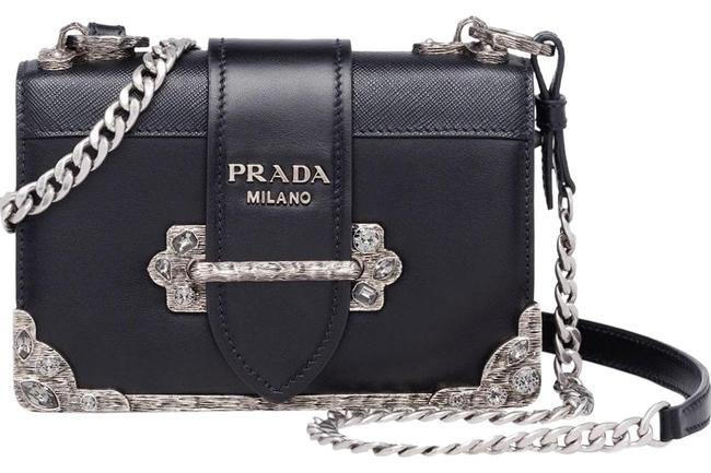 Prada Cahier Black Leather Shoulder Bag