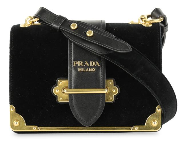 Prada Cahier Black Velvet Shoulder Bag