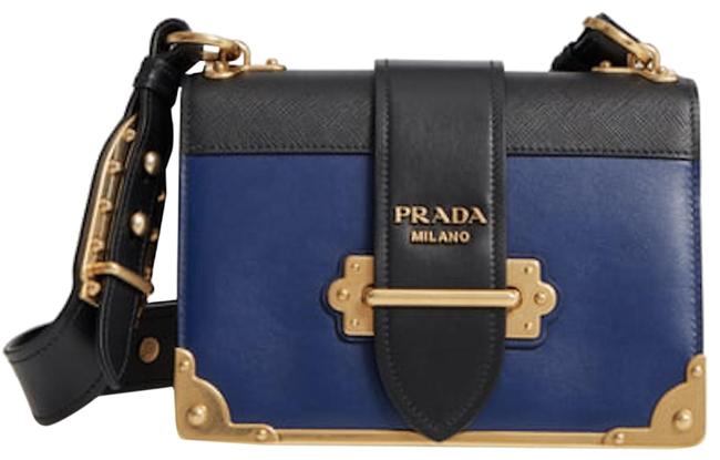 Prada Cahier City Calfskin  Saffiano InchiostroNero Leather Shoulder Bag