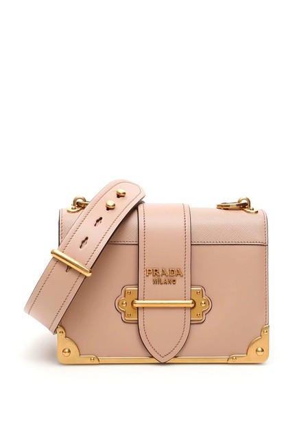 Prada Cahier Cr Beige Pink Leather Shoulder Bag