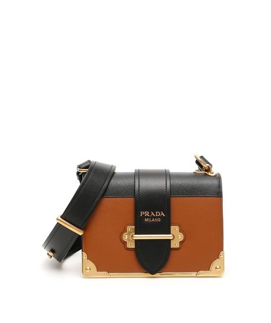 Prada Cahier Cr Brown Leather Shoulder Bag