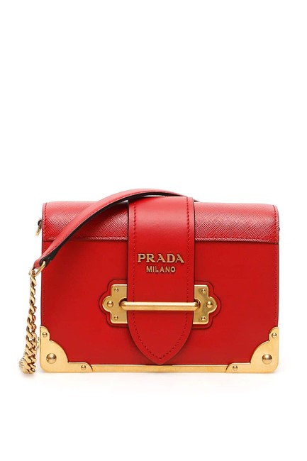Prada Cahier Cr Red Leather Shoulder Bag