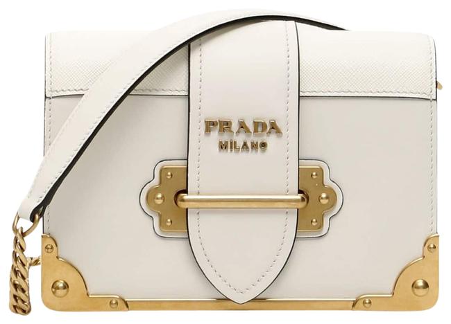 Prada Cahier Cr White Leather Shoulder Bag
