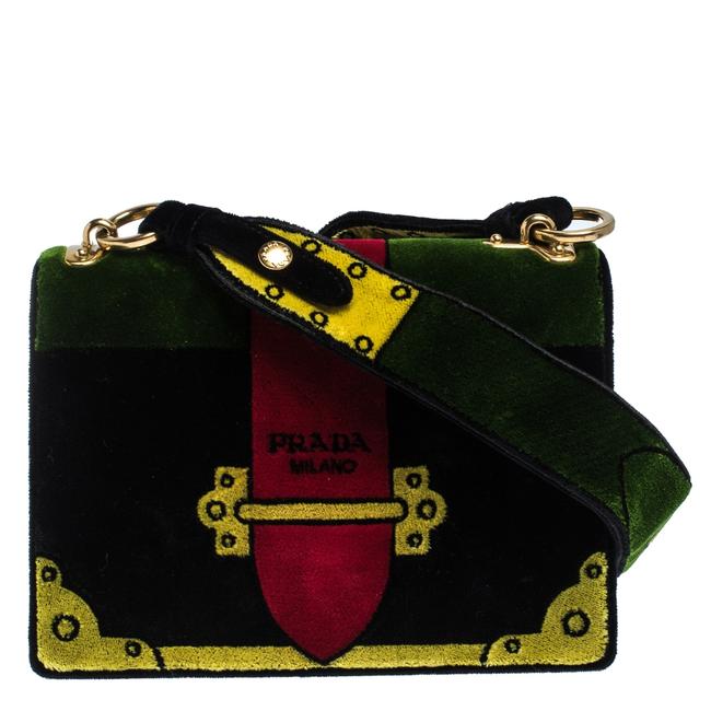 Prada Cahier L Trompe Loeil Multicolor Velvet Shoulder Bag