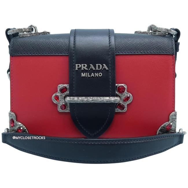 Prada Cahier Leather Red Calfskin Shoulder Bag
