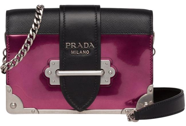 Prada Cahier Pink Purple Saffiano Leather Shoulder Bag