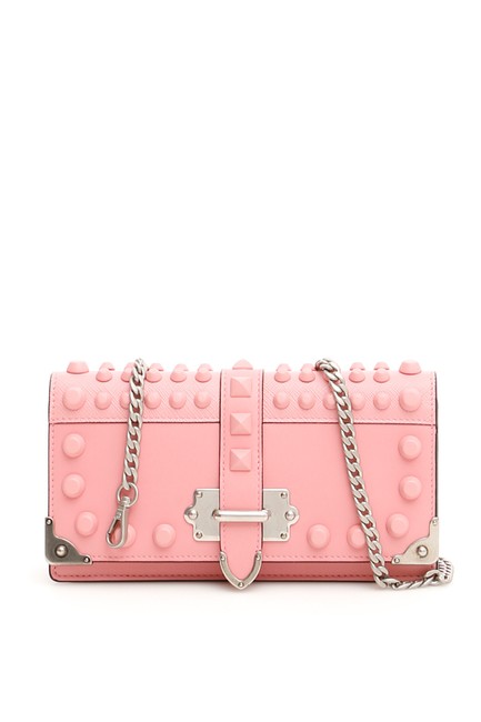 Prada Cahier Studded Pink Leather Shoulder Bag