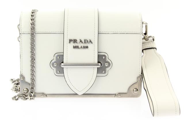 Prada Cahier Wristlet Chain White Leather Shoulder Bag