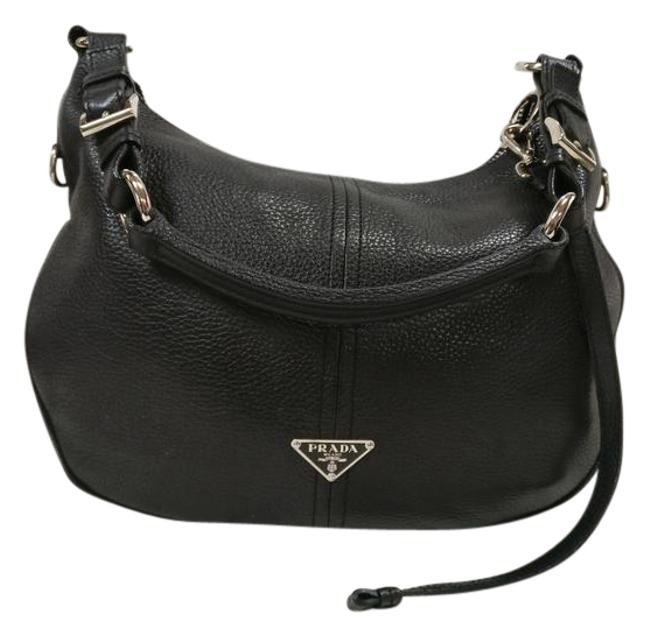 Prada Calf Black Leather Shoulder Bag