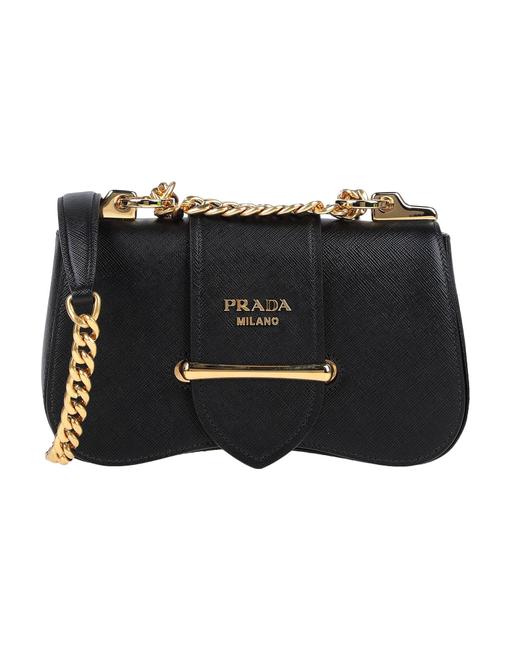 Prada Calf Chain Black Leather Shoulder Bag
