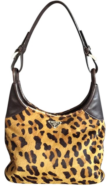Prada Calf Fur Leopard Shoulder Bag