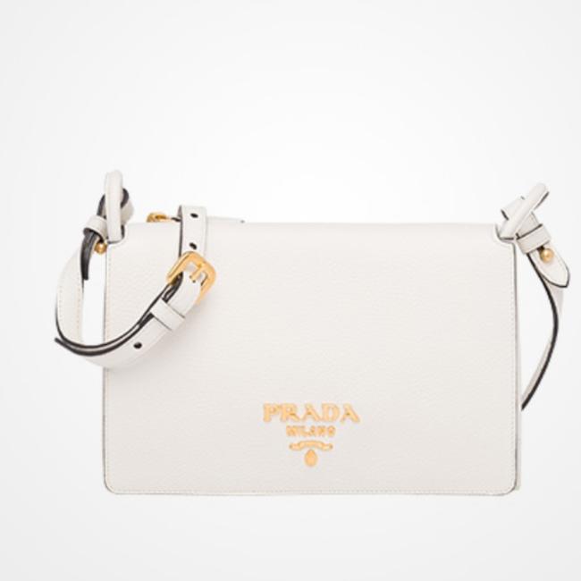 Prada Calf White Leather Shoulder Bag