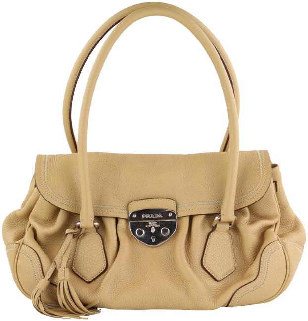 Prada CamelBeige Beige Leather Shoulder Bag