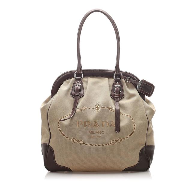 Prada Canapa Frame Brown Leather Shoulder Bag
