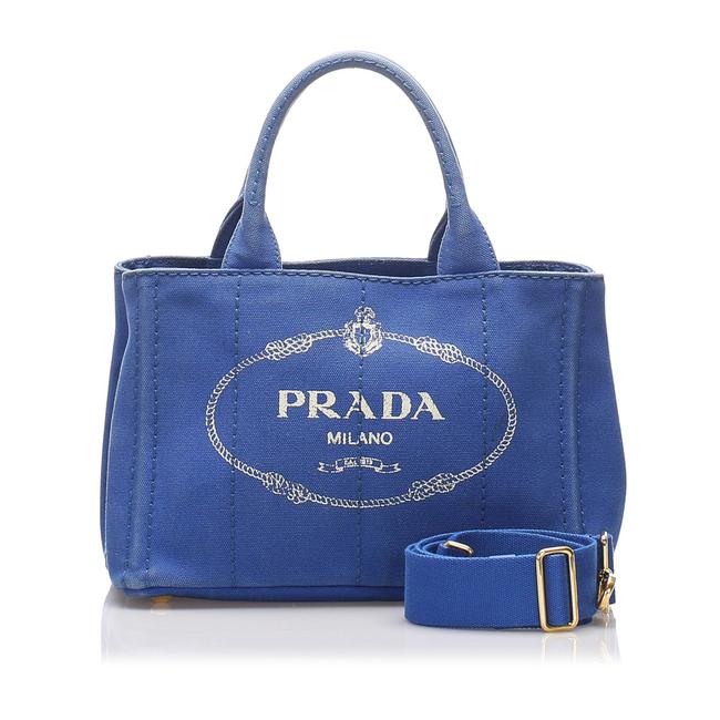 Prada Canapa Logo Handbag Blue Canvas Shoulder Bag
