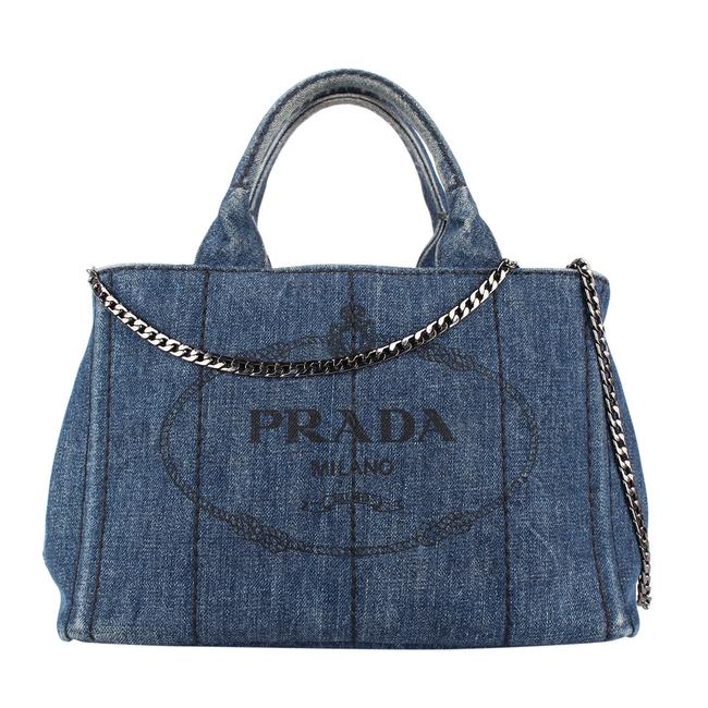 Prada Canapa Rosso Handbag 8537 Blue Canvas Shoulder Bag