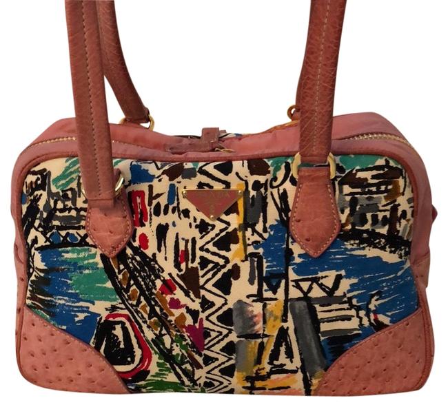 Prada Canapa Canvas  Ostrich Shoulder Bag