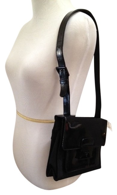 Prada Canvas Black Patent Leather and Nylon Shoulder Bag