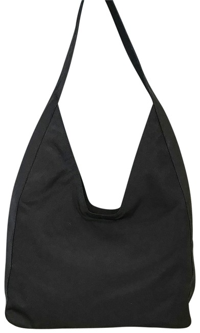 Prada Canvas V shaped Black Nylon Shoulder Bag