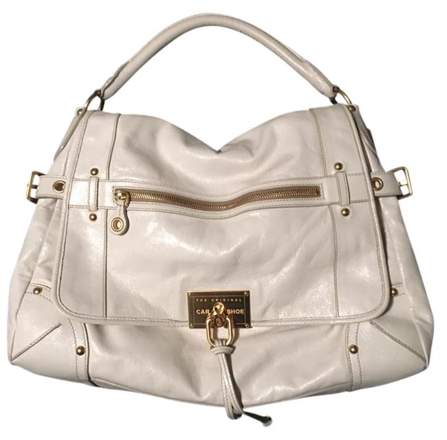 Prada Car Shoe Handbag Cream Leather Shoulder Bag