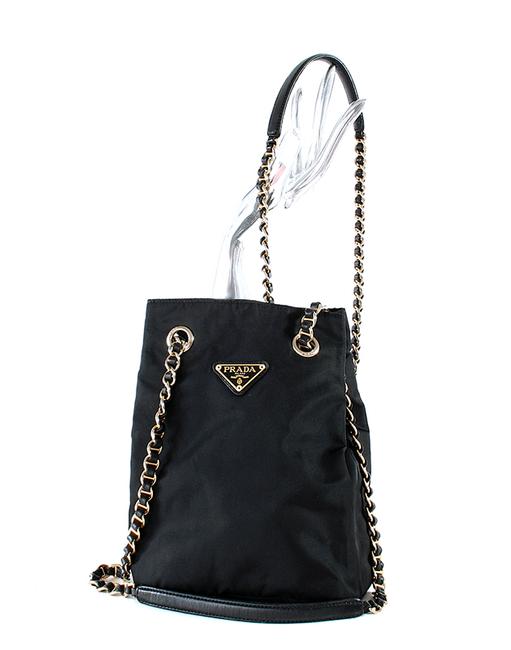 Prada Catena Tessuto Tote Black Nylon Shoulder Bag