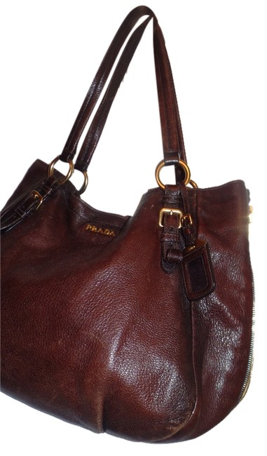 Prada Cervo Antik Deerskin Brown Leather Shoulder Bag