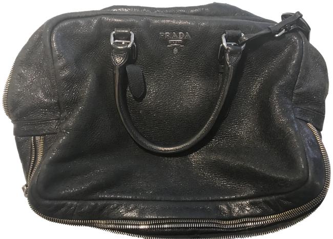 Prada Lux Cervo Black Leather Shoulder Bag