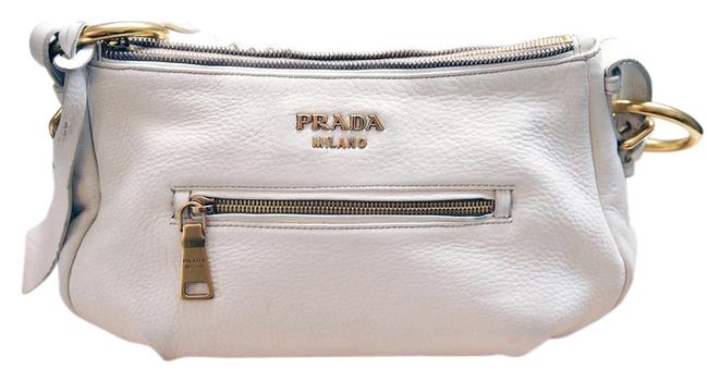 Prada Cervo White Leather Shoulder Bag