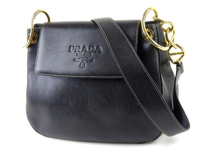 Prada Chain 20190510 Black Leather Shoulder Bag