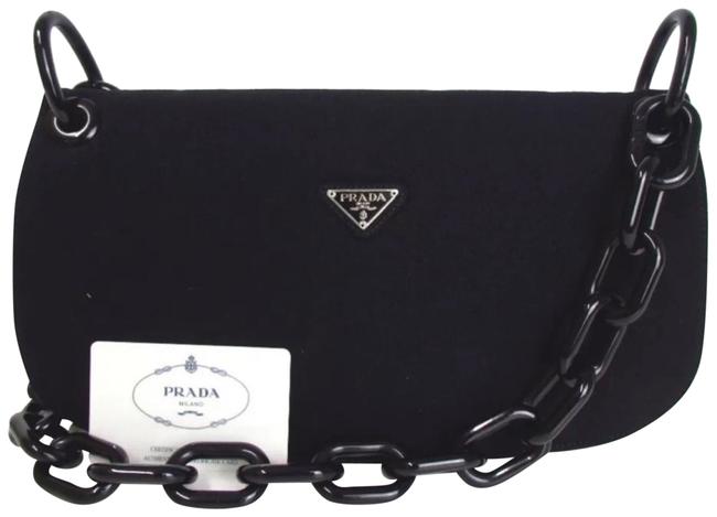 Prada Chain Black Cotton Shoulder Bag
