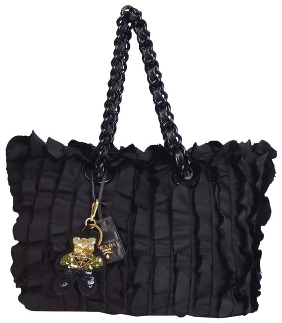 Prada Chain Charm Black Nylon Shoulder Bag