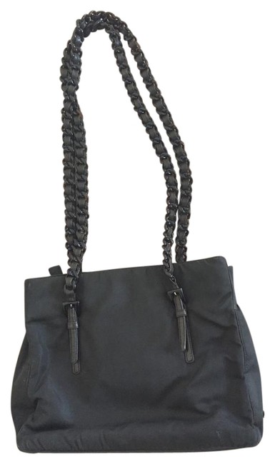 Prada Chain Dark Brown Canvas Shoulder Bag