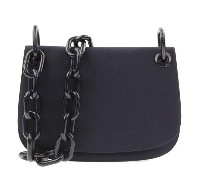 Prada Chain Flap Navy Canvas Shoulder Bag
