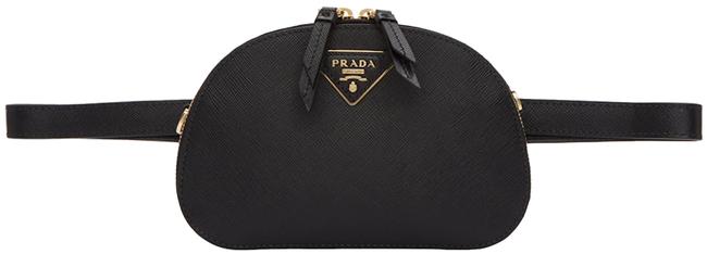Prada Chain Odette Pouch Black Leather Shoulder Bag
